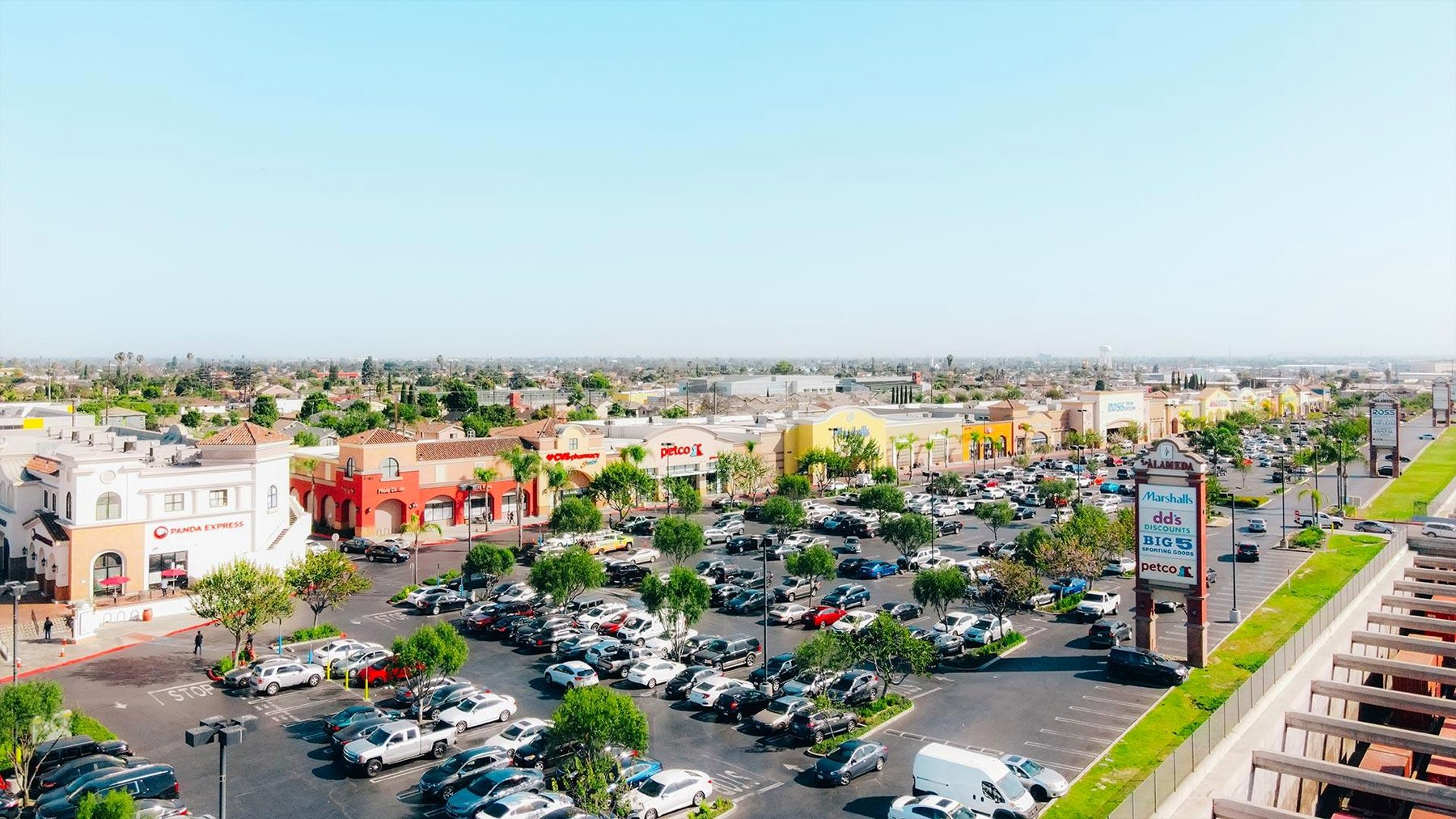 Aerial view across Plaza La Alameda